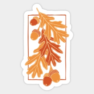 Autumn oak leaves and acorns pattern (Warm autumn colors) Sticker